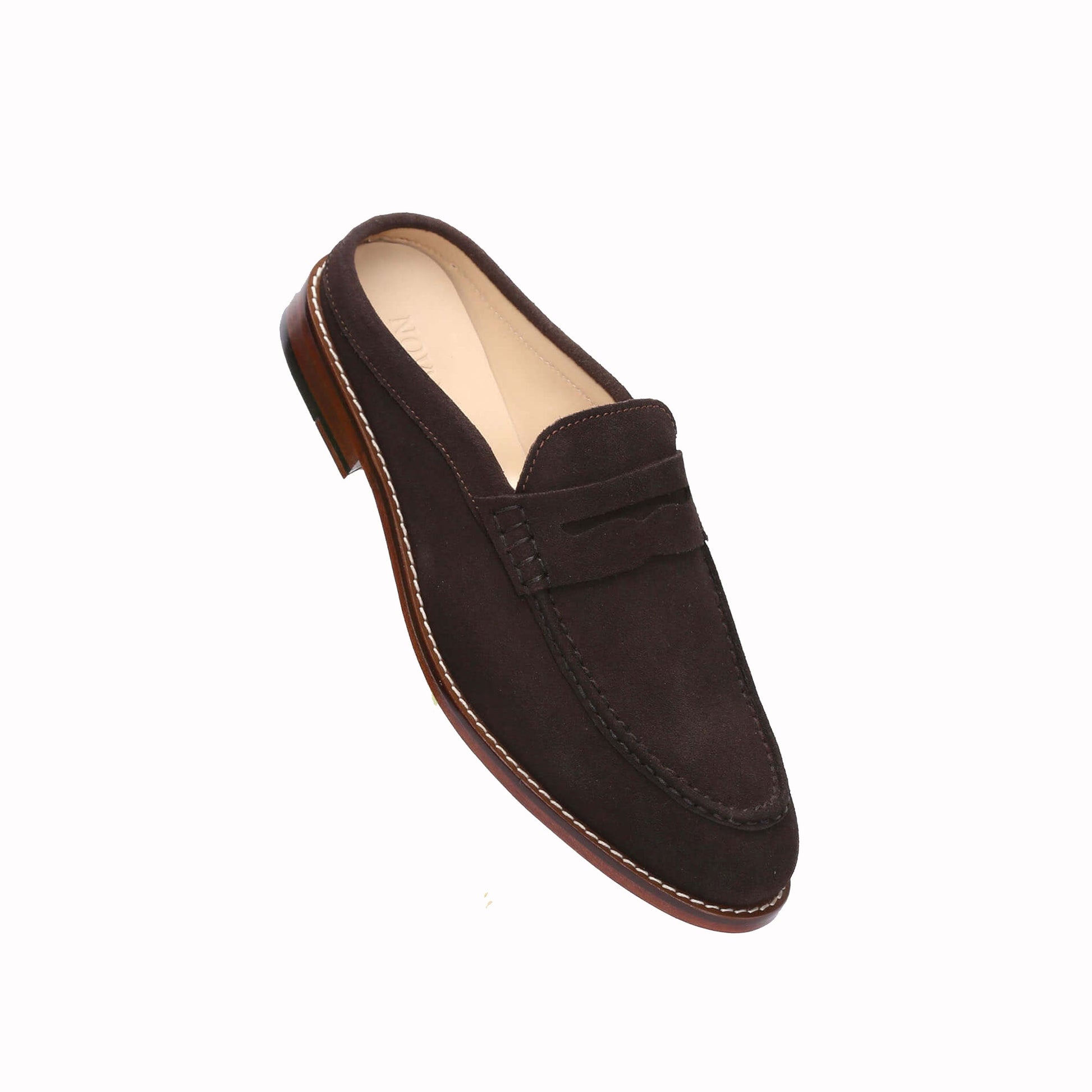 Reggie Backless Leather Loafers Dark Brown-0