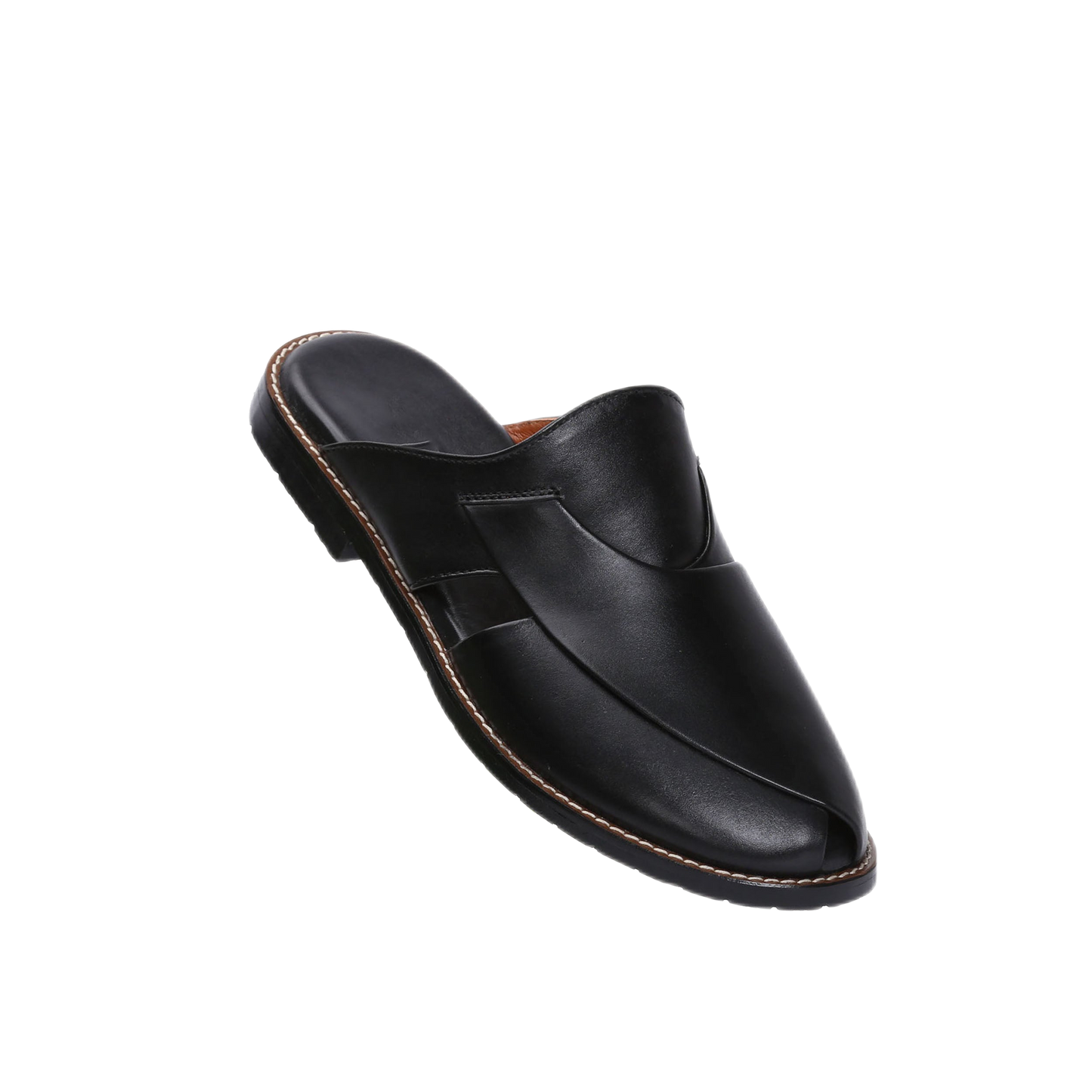 Jaxon Peshawari Sheep Leather Chappal Black-0