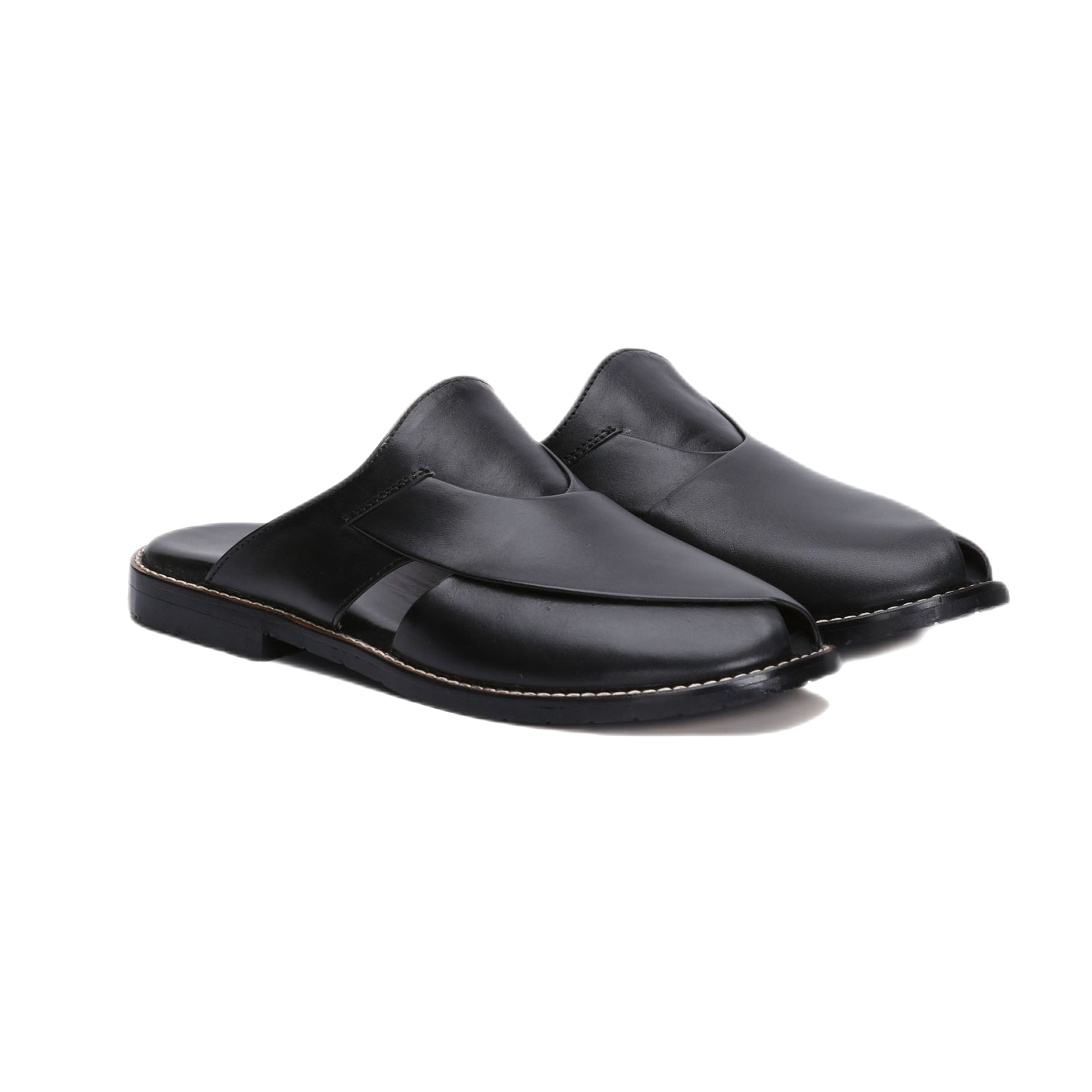 Jaxon Peshawari Sheep Leather Chappal Black-3