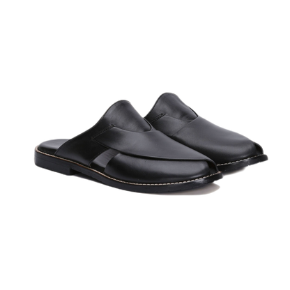 Jaxon Peshawari Sheep Leather Chappal Black-3