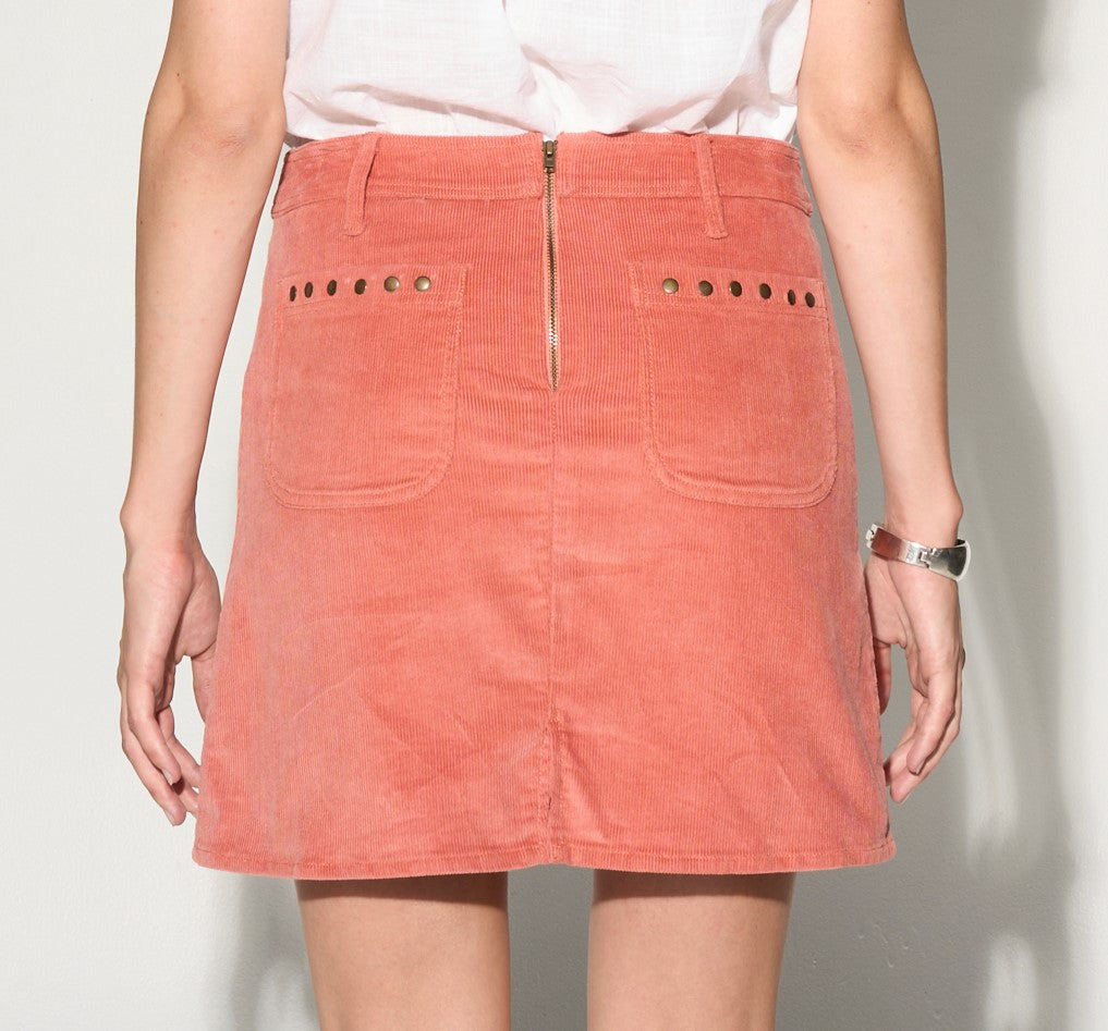 ARMANDE  cord  a-line mini skirt - coral-2