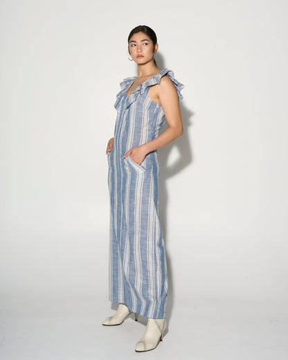 ALODIE stripe maxi dress with ruffles-0