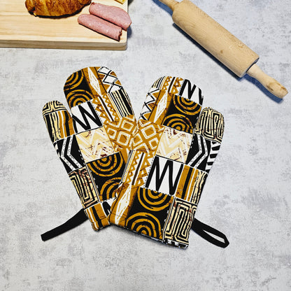 Set of 2 Oven Gloves Handmade "Mudcloth" Bogolan Print Inspired African Print Oven Glove-0