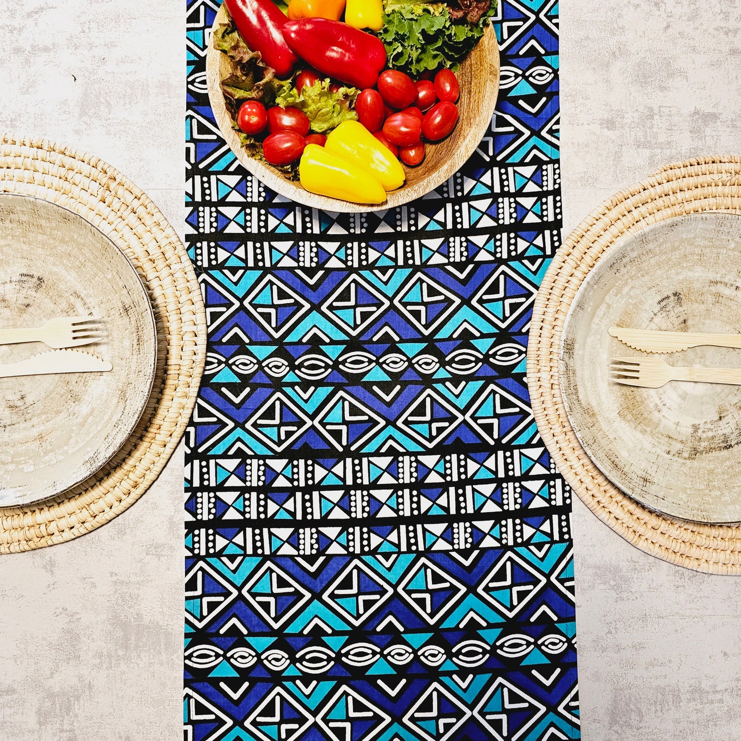 Handmade Table Runner 160x35cm | 180x35 | 200x35cm | African Print "Mudcloth" Bogolan Inspired Print  Made from 100% African Print Fabric-0