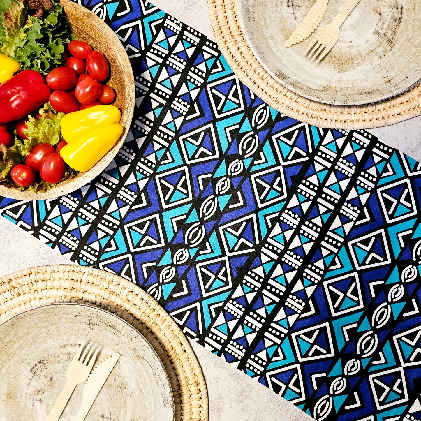 Handmade Table Runner 160x35cm | 180x35 | 200x35cm | African Print "Mudcloth" Bogolan Inspired Print  Made from 100% African Print Fabric-2