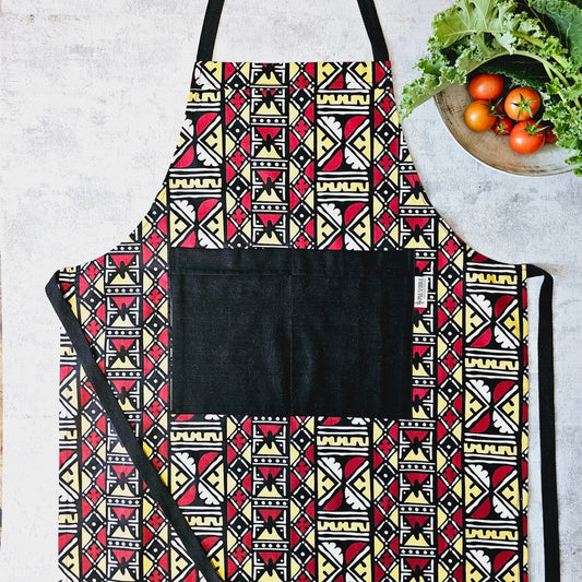 Handmade Kente Bogolan Print | African Print Apron with Pocket-0