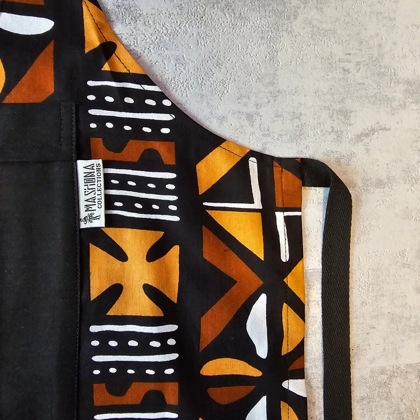 Handmade Bogolan Print | African Print Apron with Pocket-1