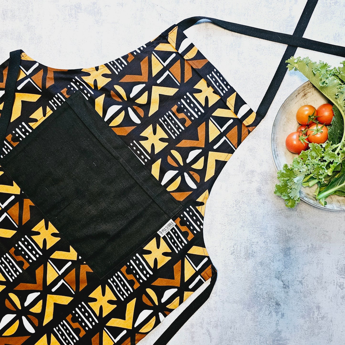 Handmade Bogolan Print | African Print Apron with Pocket-2