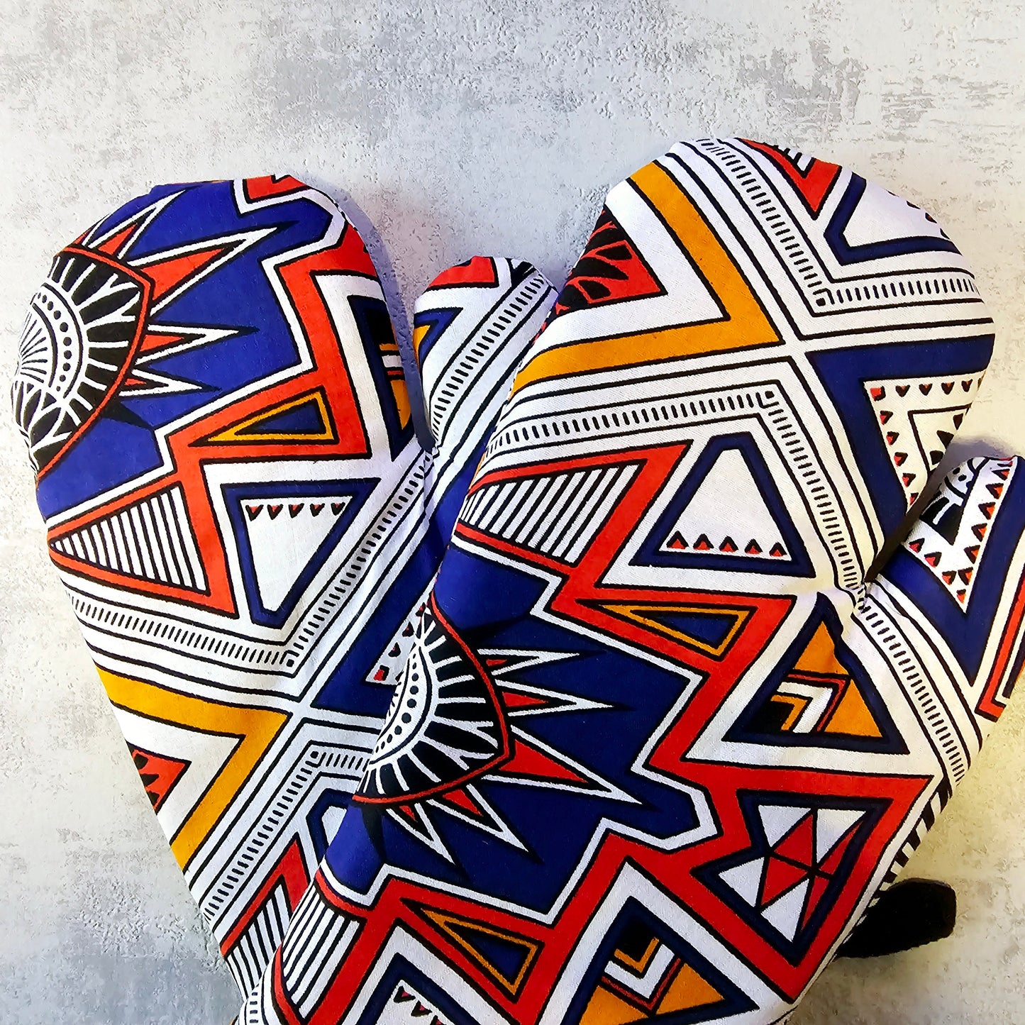 Set of 2 Oven Gloves Handmade "Mudcloth" Bogolan Print Inspired African Print-1