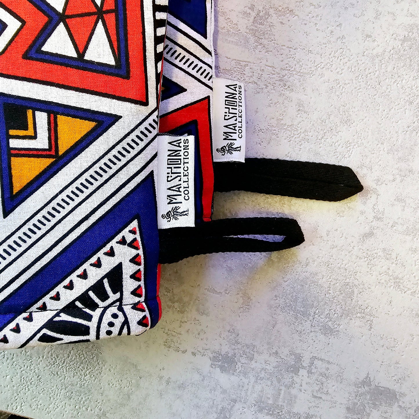 Set of 2 Oven Gloves Handmade "Mudcloth" Bogolan Print Inspired African Print-2