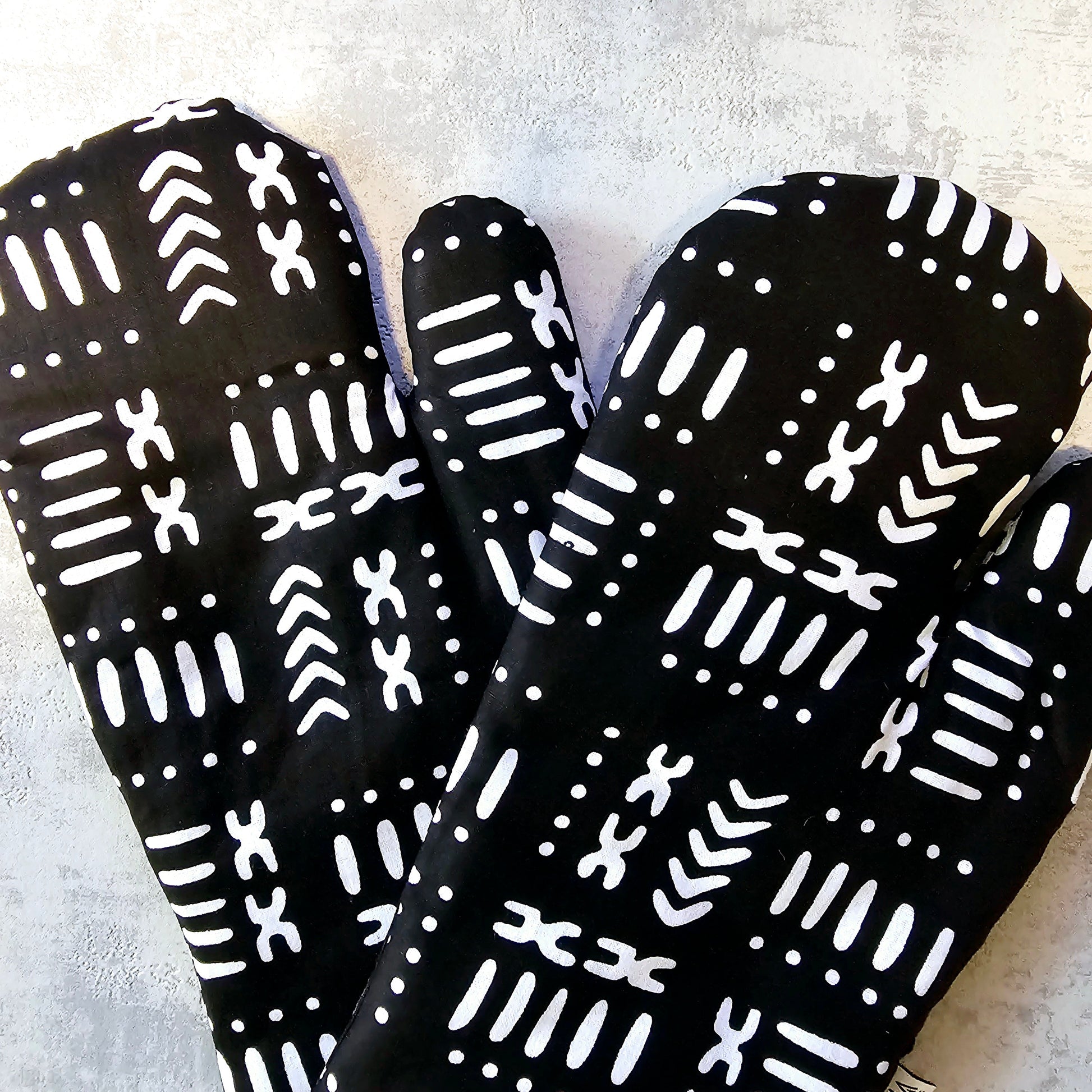 Set of 2 Oven Gloves Handmade "Mudcloth" Bogolan Print Inspired African Print-1