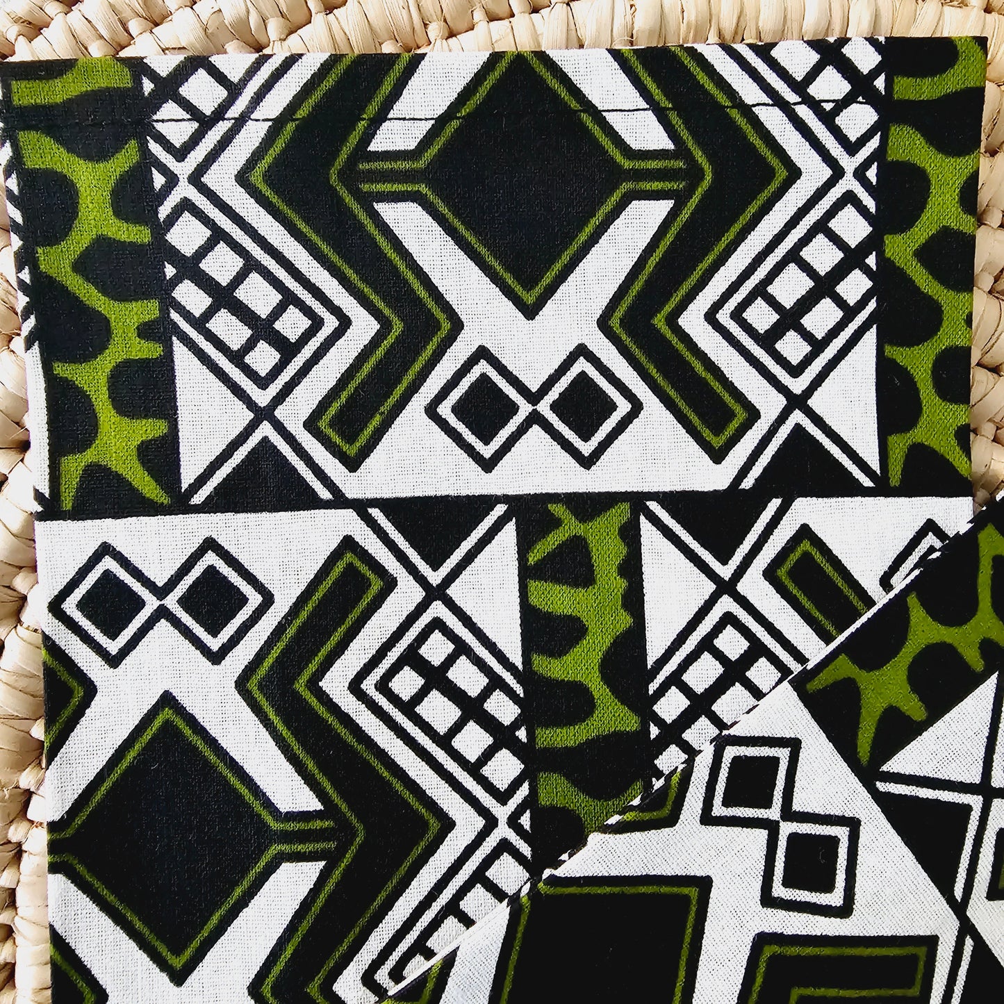 Set of 4 Napkins | 35x35cm | Black Mudcloth Print, Ankara Wax, 100% Cotton-1