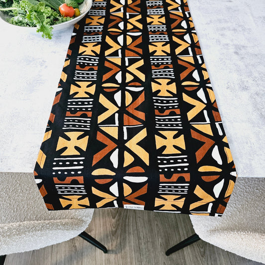 Handmade Table Runner 160x35cm | 180x35cm |200x35cm | African Print "Mudcloth" Bogolan Inspired Fabric 100% Cotton-0