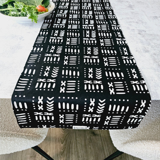 Handmade Table Runner 160x35cm | 180x35 | 200x35cm | African Print "Mudcloth" Bogolan Inspired Print  Made from 100% African Print Fabric-0