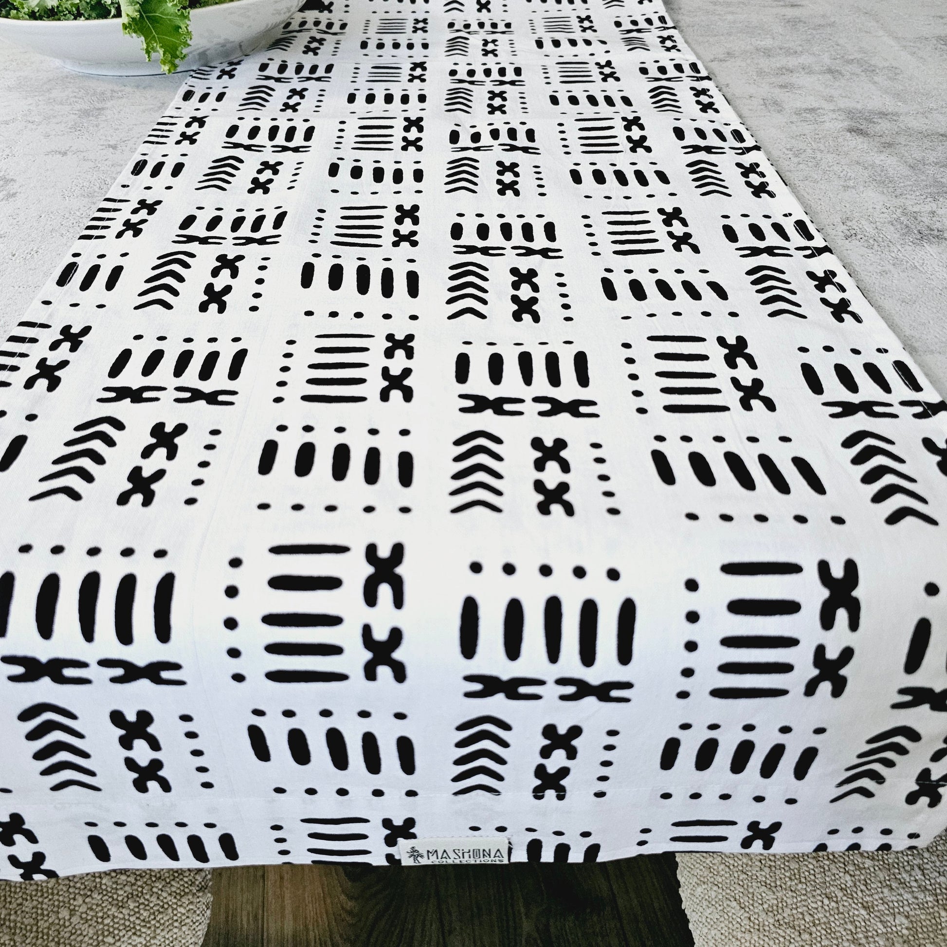 Handmade Table Runner 160x35cm | 180x35cm |200x35cm | African Print "Mudcloth" Bogolan Inspired Fabric 100% Cotton-1