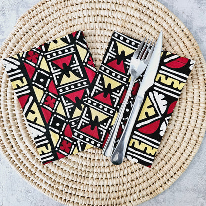 Set of 4 / 8 Napkins | 35x35cm | African Print, Ankara Wax, 100% Cotton-1