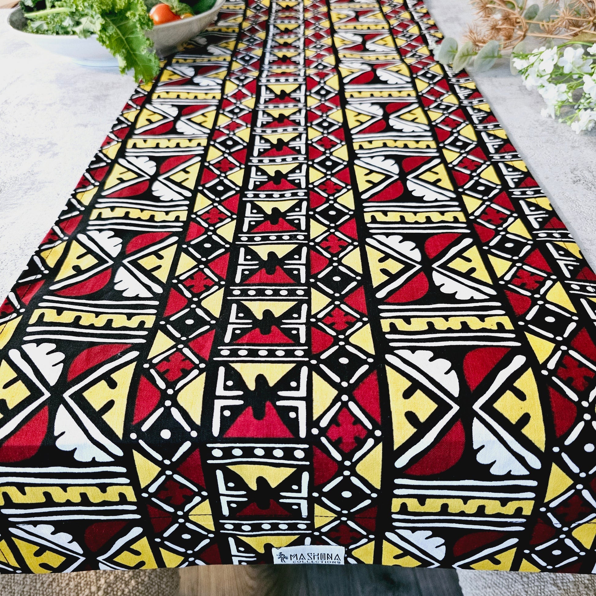 Handmade Table Runner 160x35cm | 180x35 | 200x35cm | African Print "Mudcloth" Bogolan Inspired Print  Made from 100% African Print Fabric-1