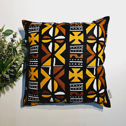 Set of 2 / 4 African Print | 40x40cm | Mudcloth Boho Cushion Cover 100% Cotton Wax Ankara Fabric-1