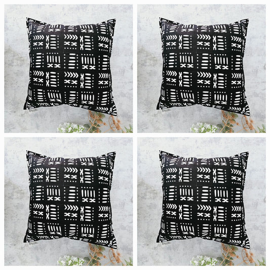 Set of 2 / 4 African Print | 40x40cm | Mudcloth Boho Cushion Cover 100% Cotton Wax Ankara Fabric-0