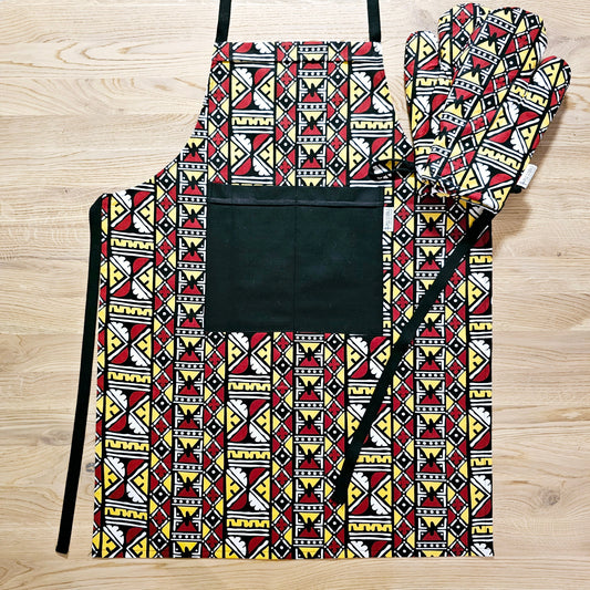 Handmade Apron and Matching Oven Gloves Set-0