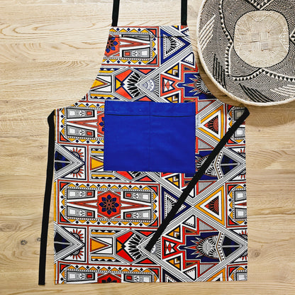 Handmade African Print Apron with Pocket | 100% African Print Fabric-1