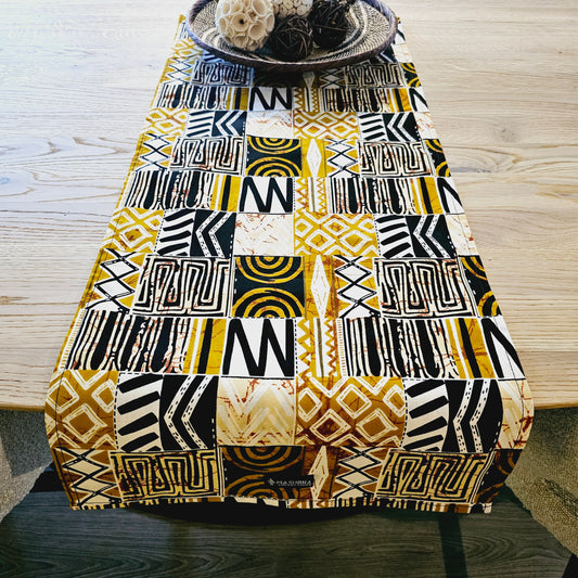 Handmade Table Runner 160x35cm | 180x35 | 200x35cm | African Print "Mudcloth" Bogolan Inspired Print  Made from 100% African Print Fabric-0