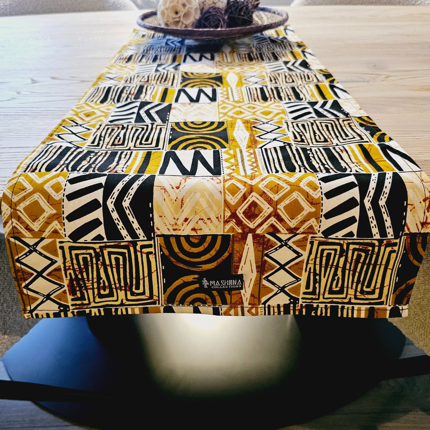 Handmade Table Runner 160x35cm | 180x35 | 200x35cm | African Print "Mudcloth" Bogolan Inspired Print  Made from 100% African Print Fabric-1