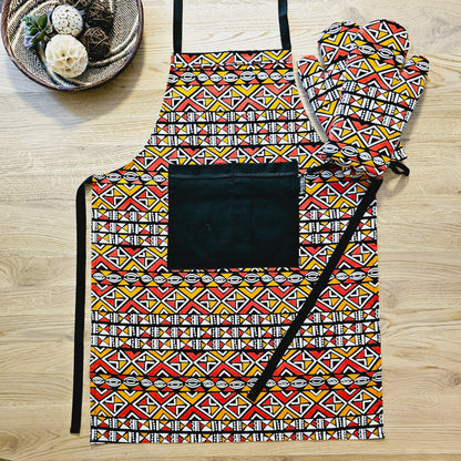 Handmade Apron and Matching Oven Gloves Set-0