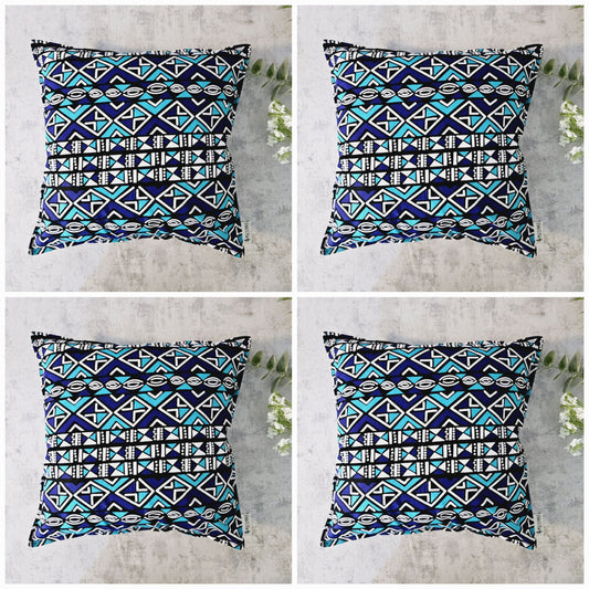 Set of 2 / 4 African Print | 40x40cm | Mudcloth Boho Cushion Cover 100% Cotton Wax Ankara Fabric-0