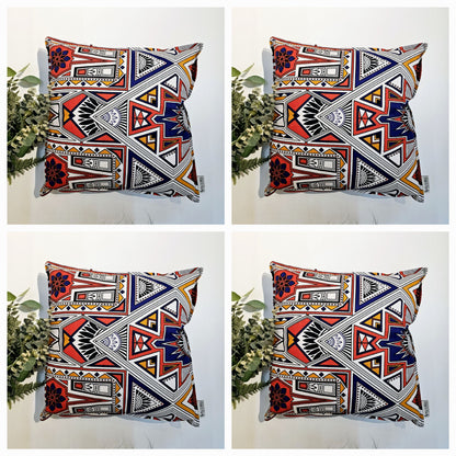 Set of 2 / 4 African Print | 40x40cm | Mudcloth Boho Cushion Cover 100% Cotton Wax Ankara Fabric-0