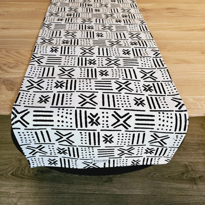 Handmade Table Runner 160x35cm | 180x35 | 200x35cm | African Print "Mudcloth" Bogolan Inspired Print  Made from 100% African Print Fabric-0