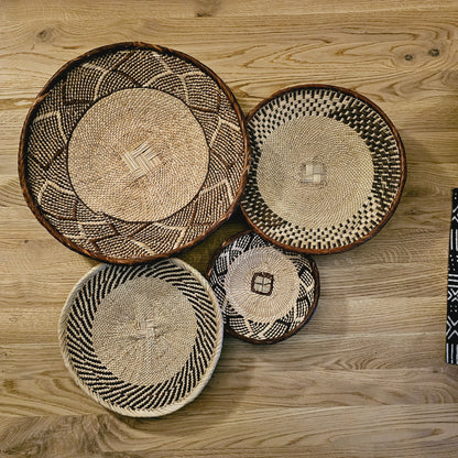 Set of 4 Handmade African Baskets Zimbabwe | Boho Wall Decor 4A-5