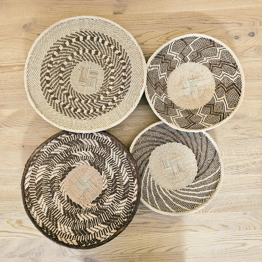 Set of 4 Handmade African Baskets Zimbabwe | Boho Wall Decor 4A-0