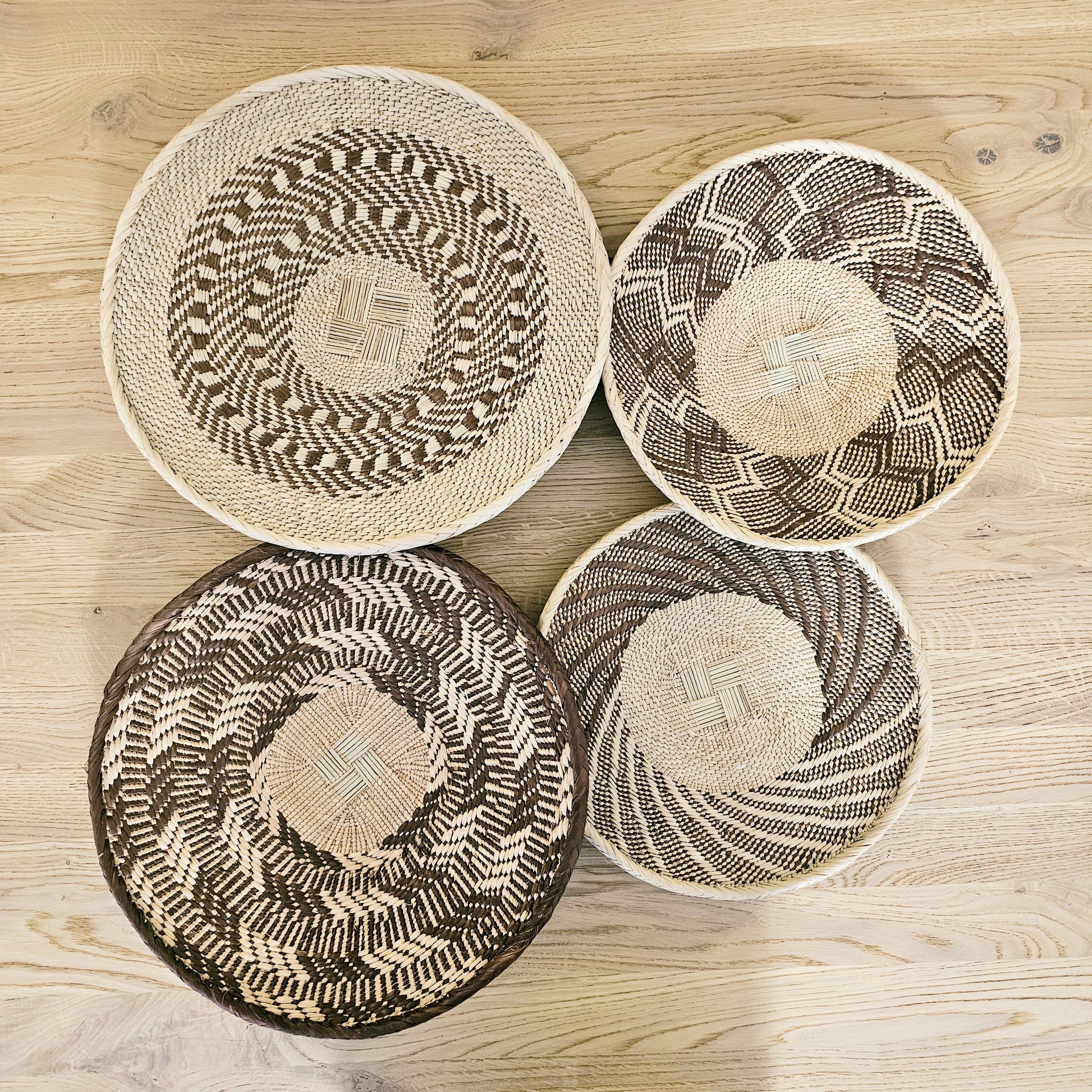 Set of 4 Handmade African Baskets Zimbabwe | Boho Wall Decor | 4C-5