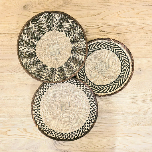 Set of 3 Handmade African Wall Baskets | Zimbabwe Baskets | Boho Wall Decor | 3A-0