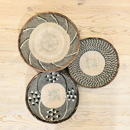 Set of 3 Handmade African Wall Baskets | Zimbabwe Baskets | Boho Wall Decor | 3A-4