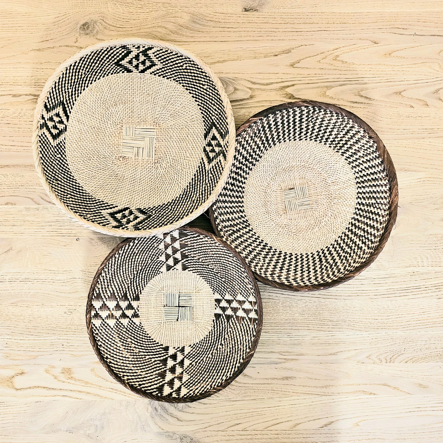 Set of 3 Handmade African Wall Baskets | Zimbabwe Baskets | Boho Wall Decor | 3C-0