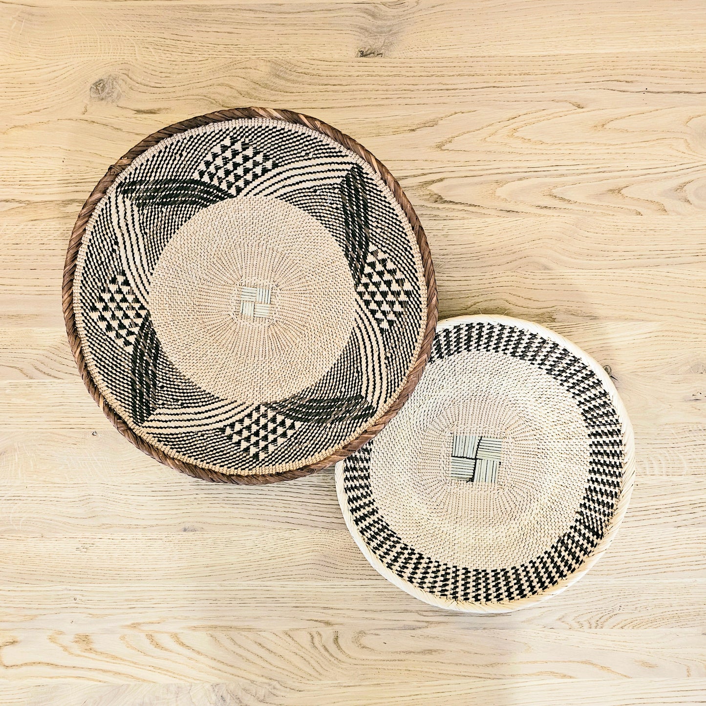 Set of 2 Handmade African Wall Baskets | Zimbabwe Baskets | Boho Wall Decor | 2C-0