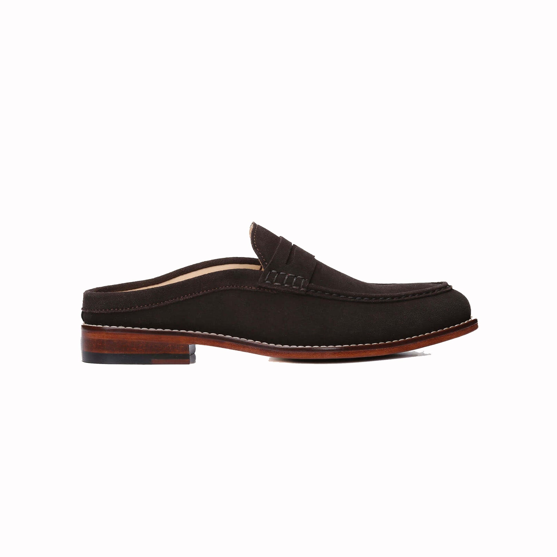 Reggie Backless Leather Loafers Dark Brown-3