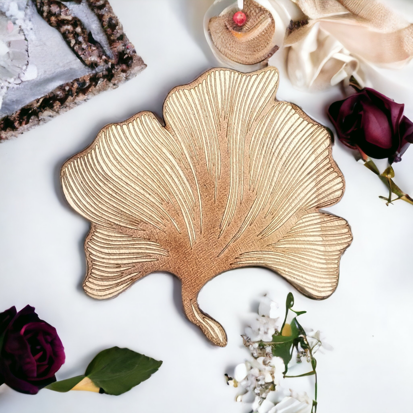 Pot Holder Ginkgo Leaf - Nature - Wood - Handmade Gift - Housewarming - Wood Kitchenware-0