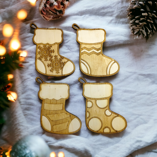 Christmas Socks Wooden Christmas Decoration-0