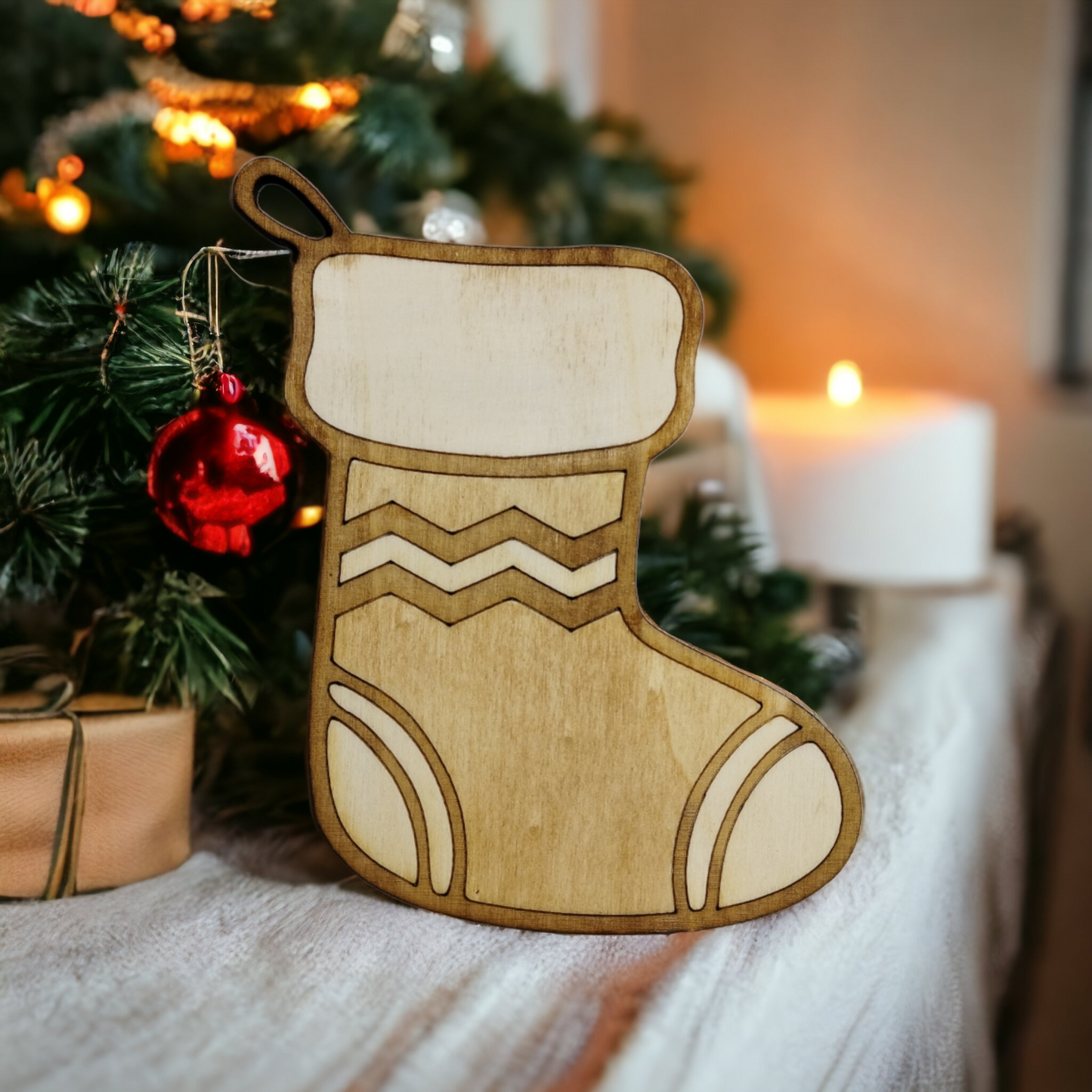 Christmas Socks Wooden Christmas Decoration-1