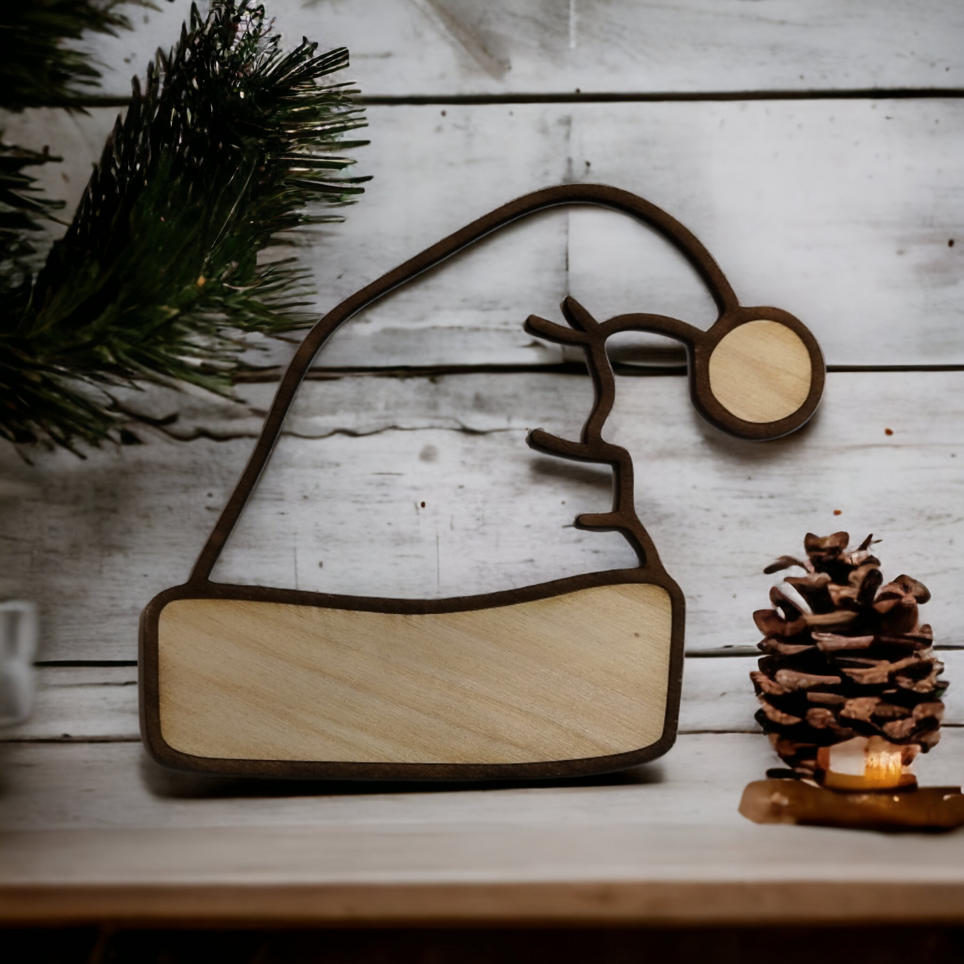 Santa Hat Wooden Christmas Decoration-4