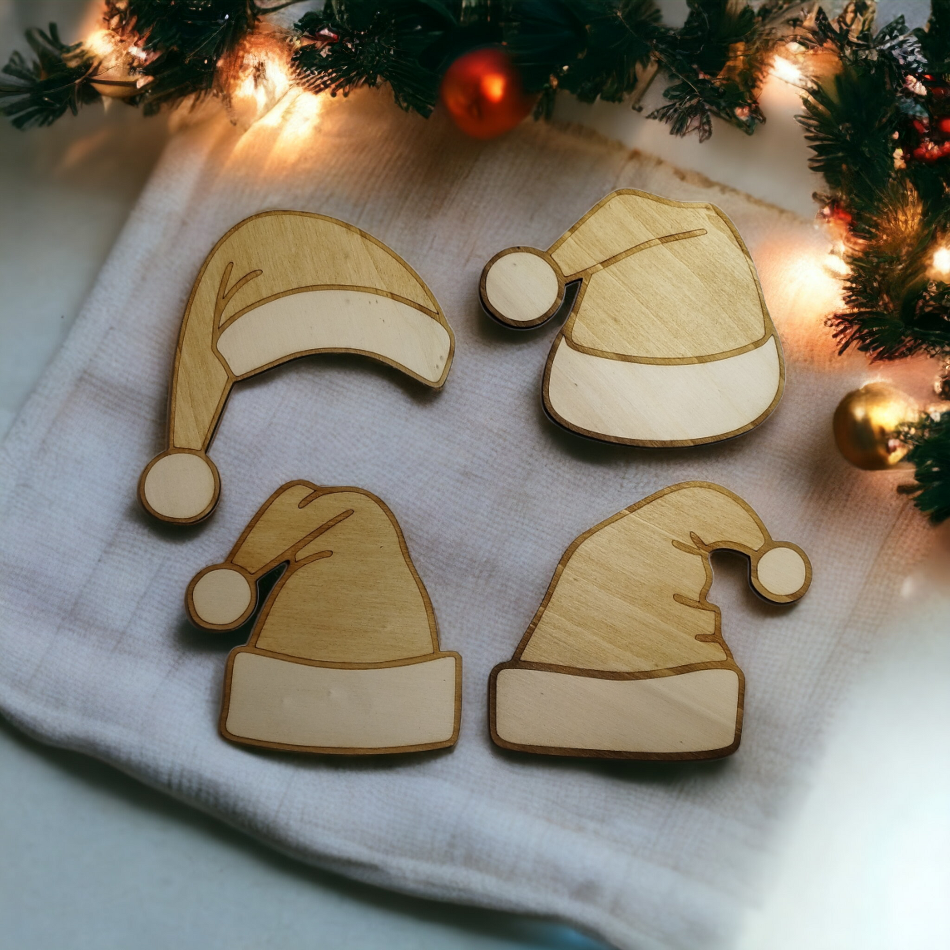 Santa Hat Wooden Christmas Decoration-0