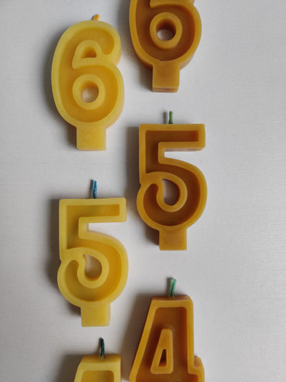 Handmade Beeswax Number Candles | 0-9 | Natural-0