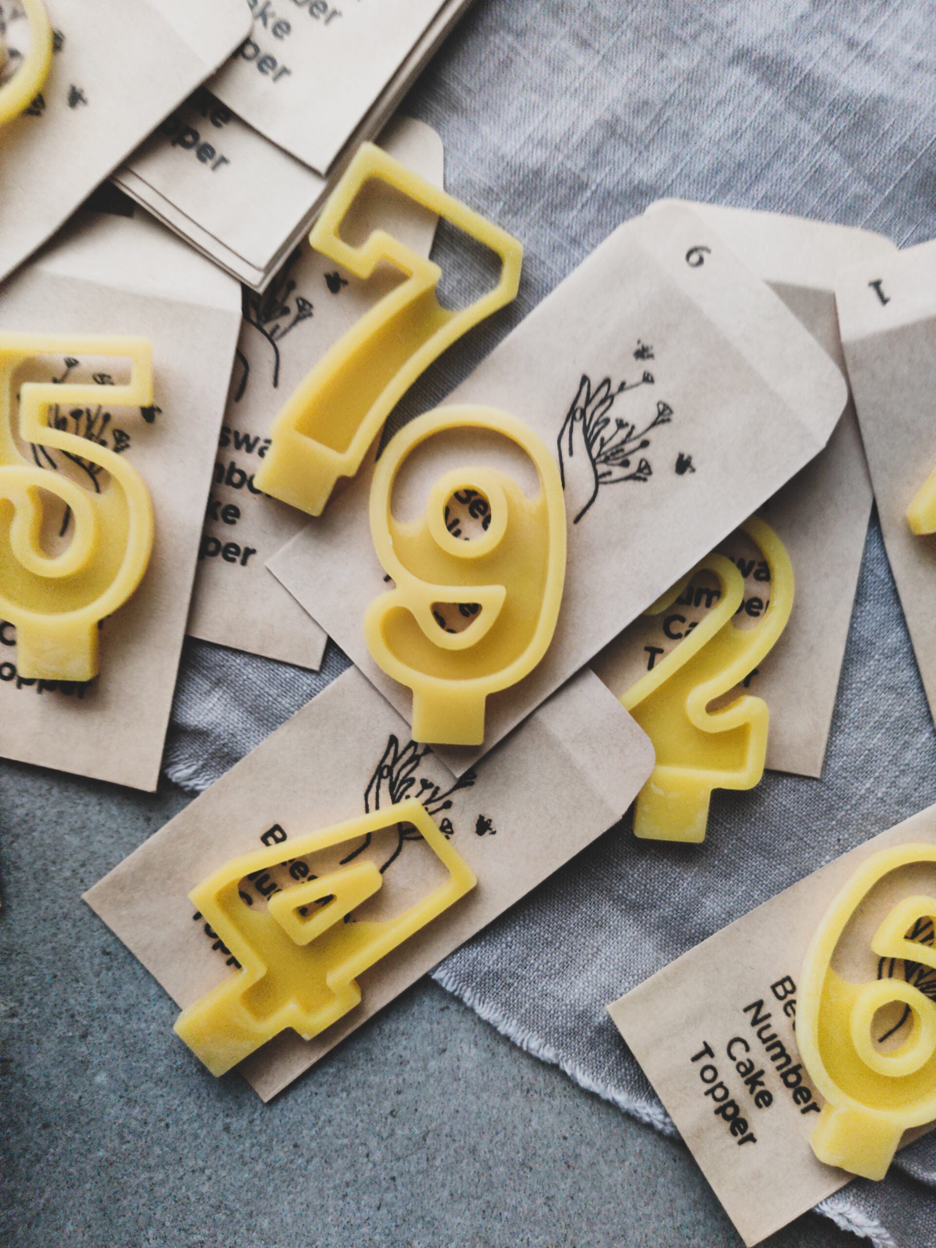 Beeswax Number Cake Topper (full set 0-9)-2