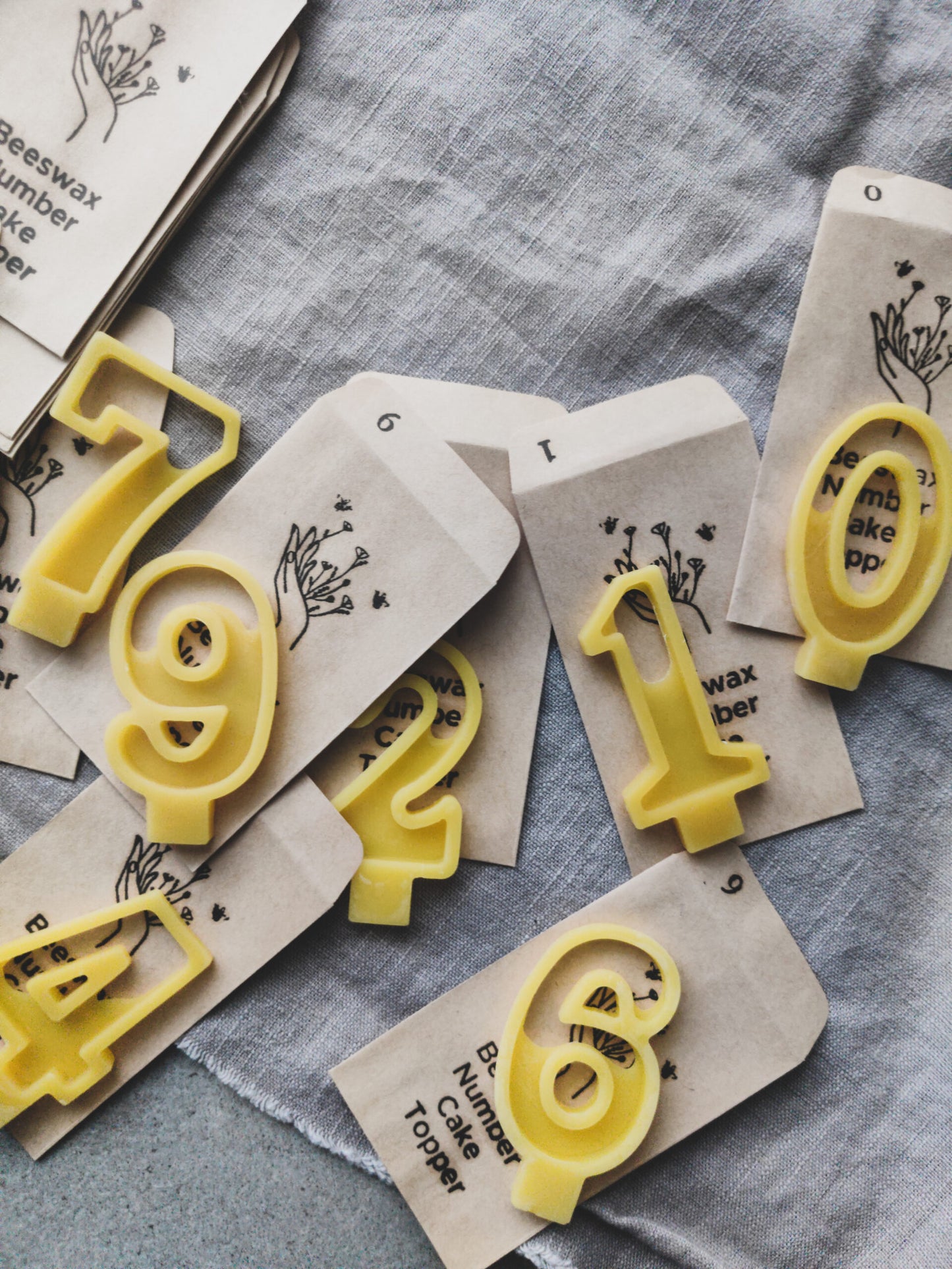 Beeswax Number Cake Topper (full set 0-9)-6