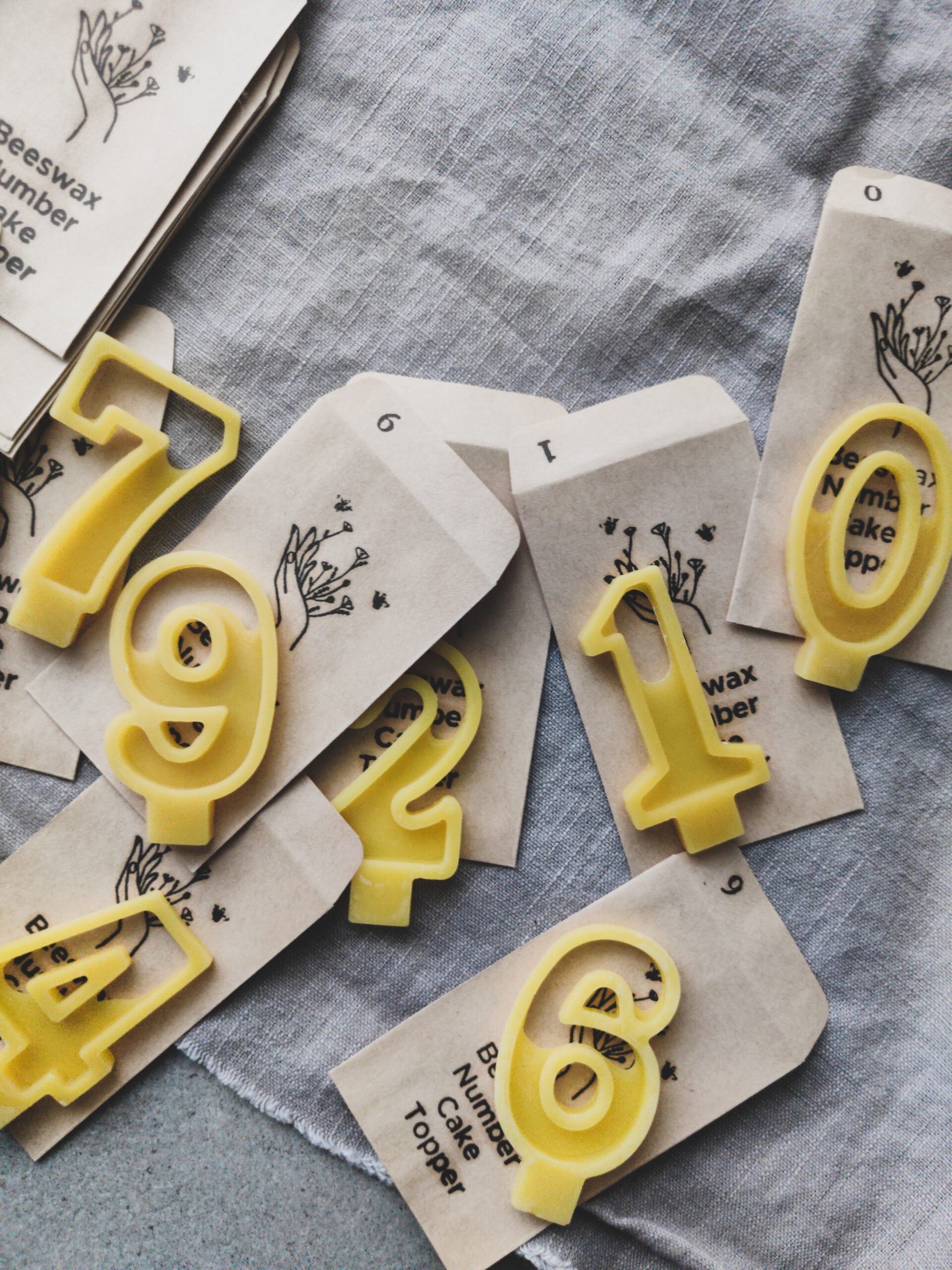 Beeswax Number Cake Topper (full set 0-9)-6