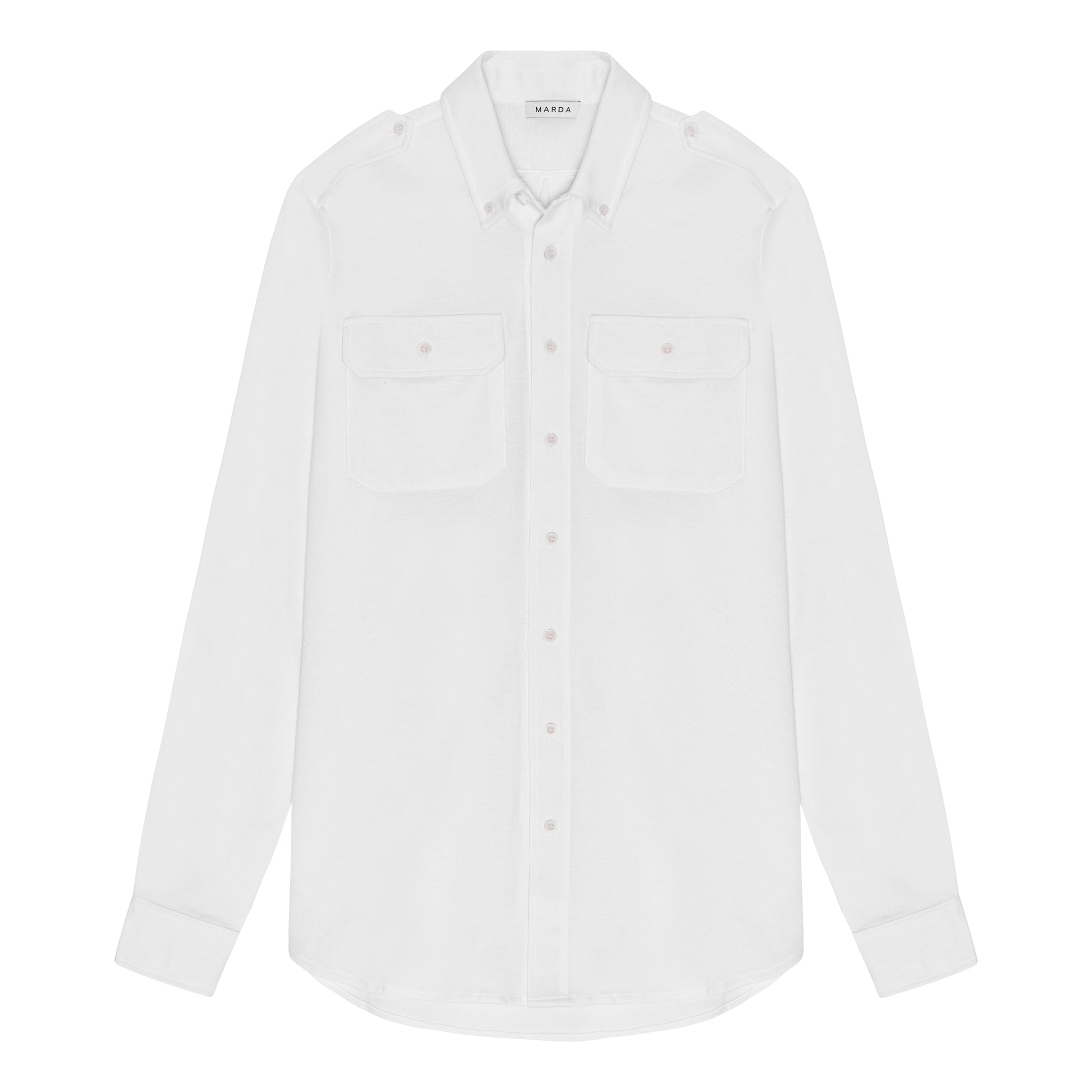 White Military Style Shirt-0