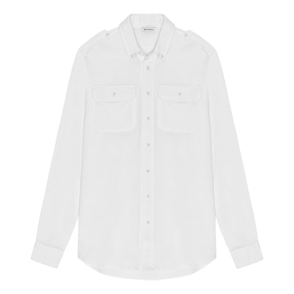 White Military Style Shirt-0